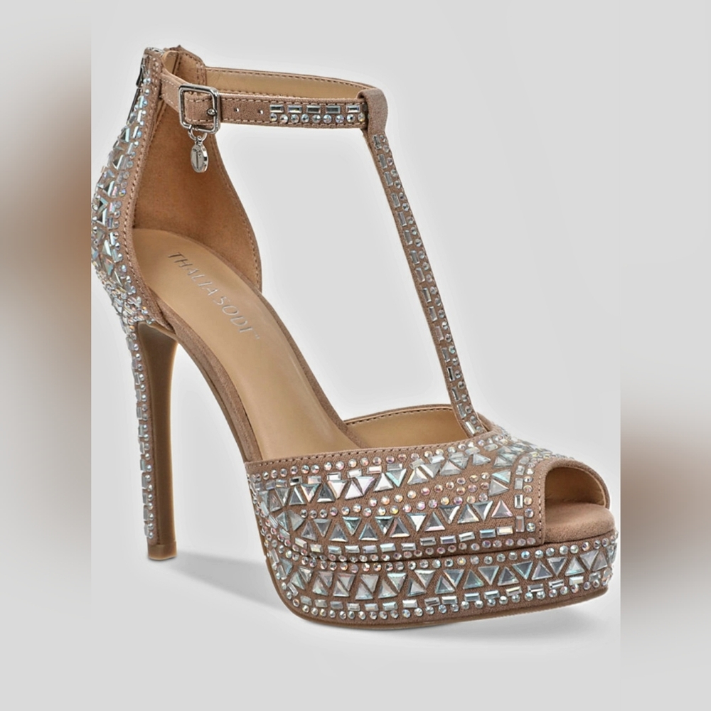 THALIA SODI T-STRAP SPARKLY HIGH HEELS SHOES. 9.5 US M. NEW WITH BOX.
